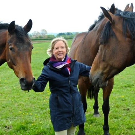 Deborah Meaden with horses