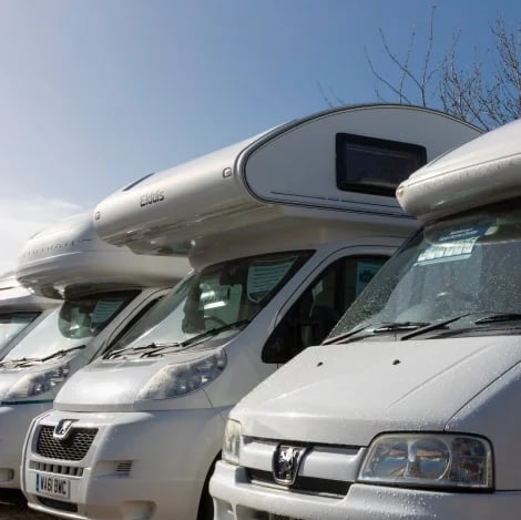 Somerset Motorhome Centre vehicles in a line