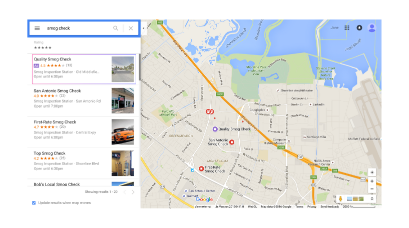 Google Local ads example